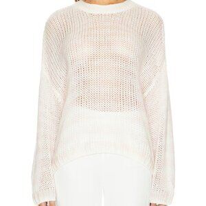 Sablyn 100% Cashmere Loose Open Knit Pink Ivory Stripe Oversized Sweater Small